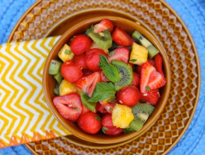 Fruit Salad with Honey-Lime Mint Dressing