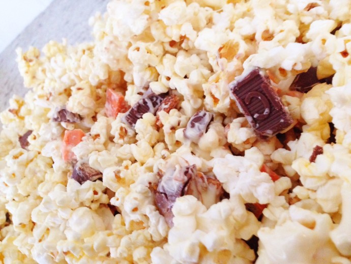 Popcorn Crunch with Leftover Halloween Candy