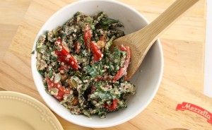 Roasted Red Pepper, Quinoa & Kale Salad with Apple Cider Mustard Seed Vinaigrette