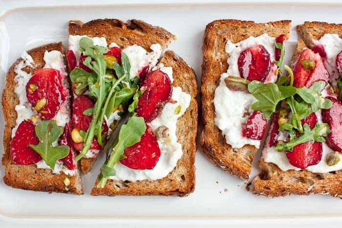 Image result for toast goat cheese and strawberry