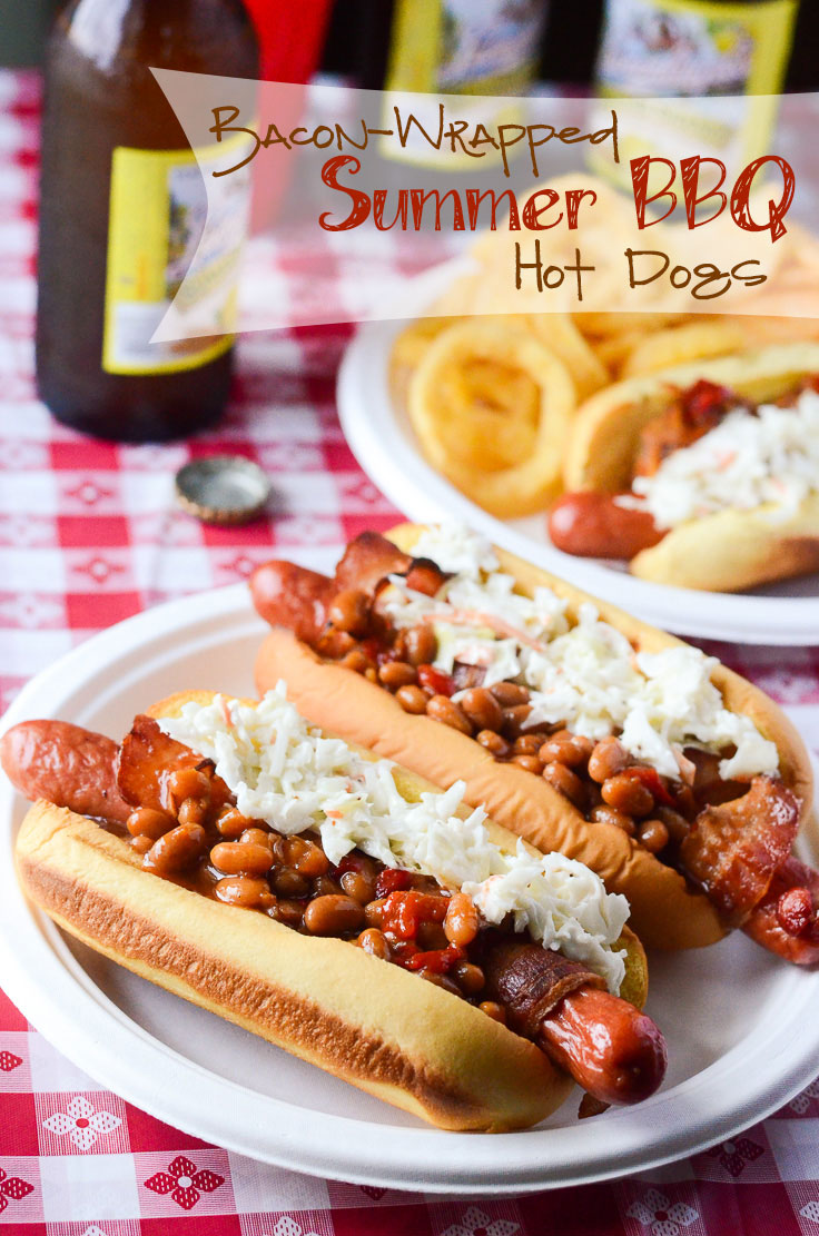 Bacon-Wrapped Summer BBQ Hot Dogs - skip the forks! | Get the recipe on MyCookingSpot.com!
