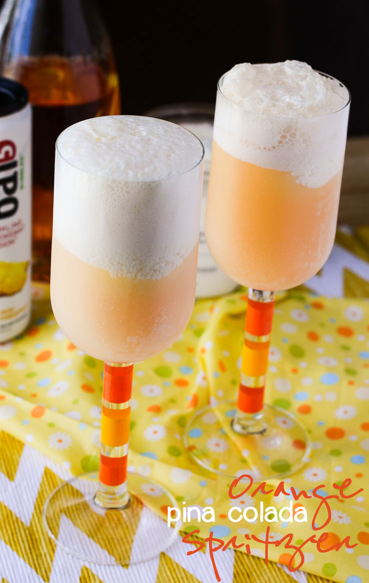 Orange Pina Colada Spritzer - don't give in to fall just yet! | Get the recipe on MyCookingSpot.com!