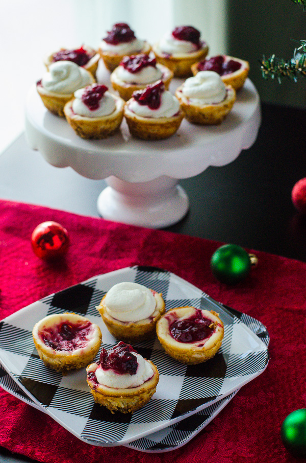 Cranberry Bourbon Cheesecake Bites - a delightful treat at any holiday party! | Get the recipe on MyCookingSpot.com!