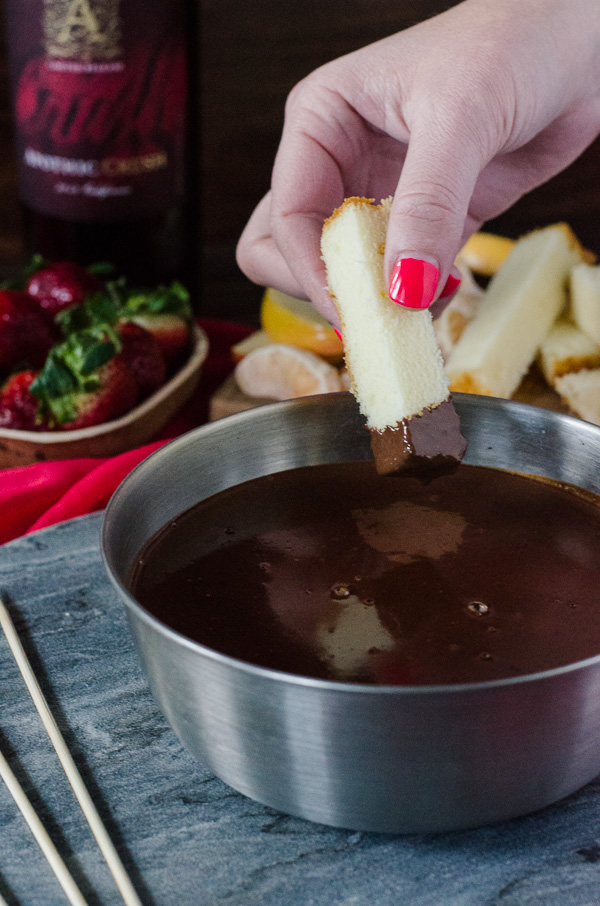 Easy Chocolate Fondue - Who says you need a fancy pot to have a fondue party?! | Get the recipe on MyCookingSpot.com!