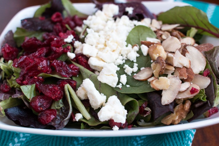 Cranberry Walnut Salad with Raspberry Vinaigrette