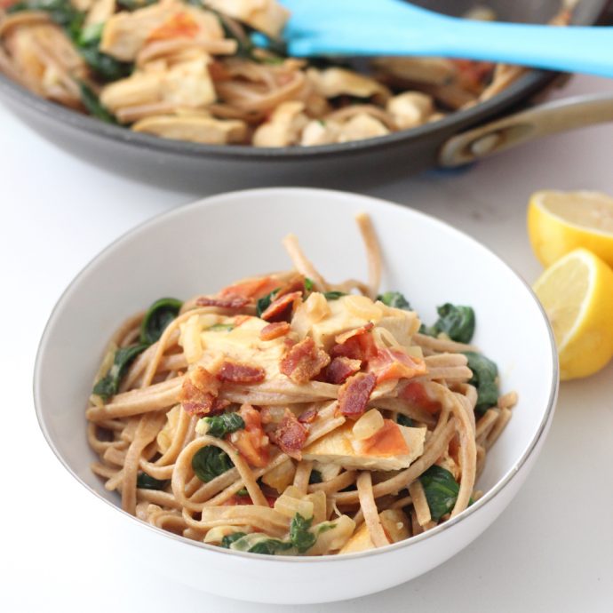 Chicken, Bacon and Spinach Pasta