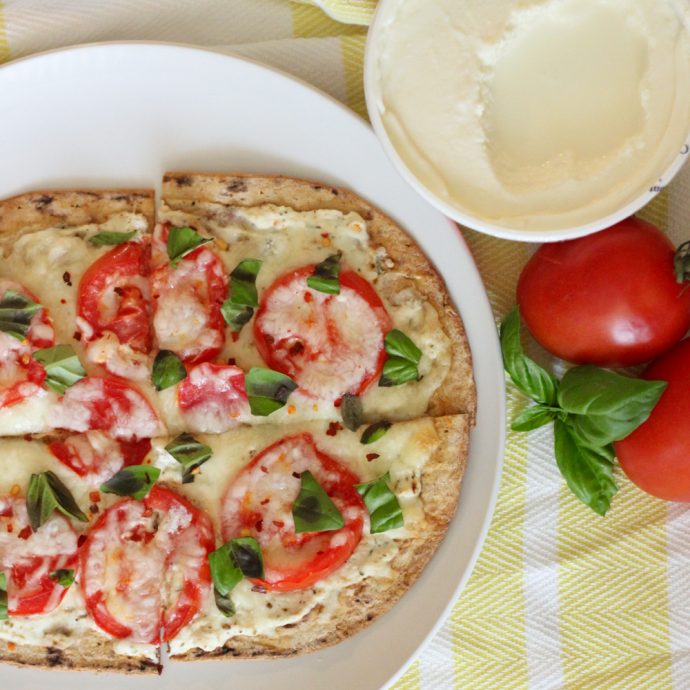 Tomato Basil and Ricotta Flatbread Pizza