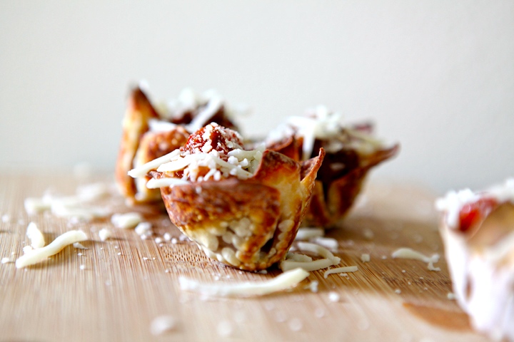 Lasagna Bites in Wonton Shells // Erin Skinner from The Speckled Palate for My Cooking Spot
