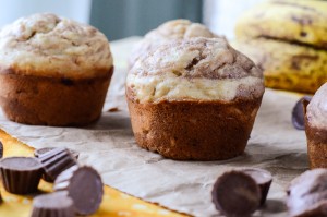 Peanut Butter Banana Marble Muffins