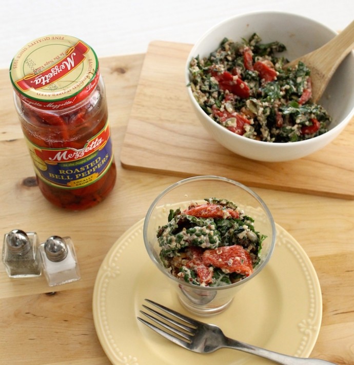 Roasted Red Pepper, Quinoa & Kale Salad with Apple Cider Mustard Seed