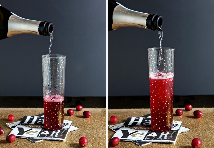 Ring in the new year by making these seasonal Cranberry Bellinis! Unsweetened cranberry juice is combined with simple syrup and prosecco to make these create these festive cocktails that are perfect for New Year's Eve!