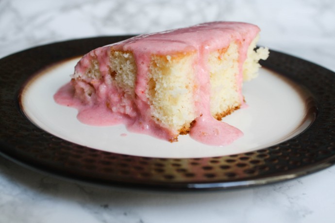 This pretty Strawberry Cream Cheese Poke Cake is a simple Spring dessert. Perfect for Easter or just because!